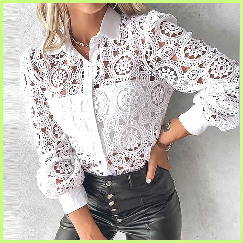 2025 Women's White Lace Shirt, - Blouses 评论和价格