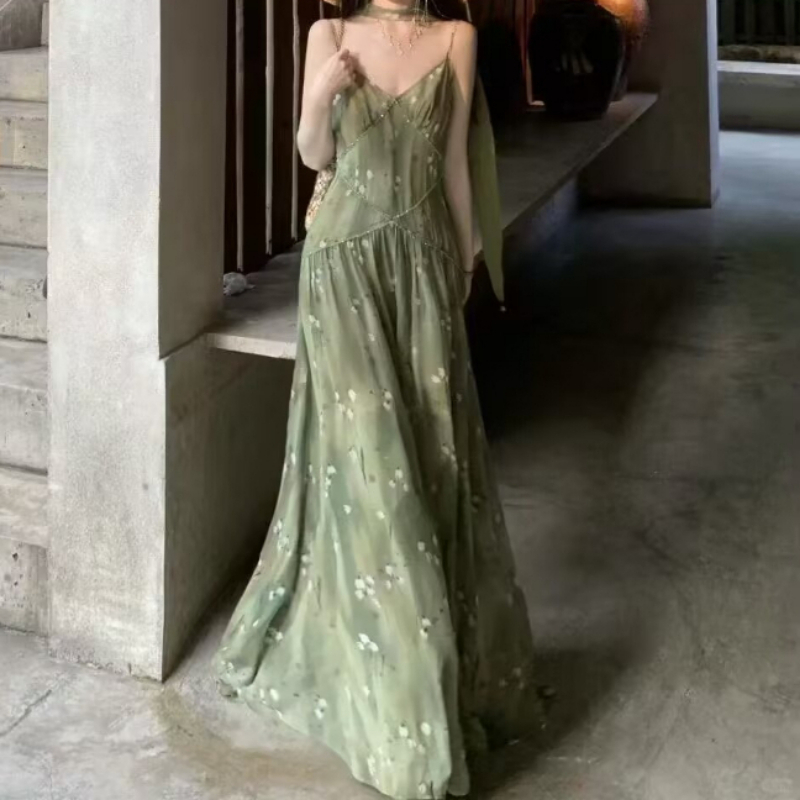 2025 New Vintage Elegant Frenc - French Vintage Floral Midi Dress 评论和价格