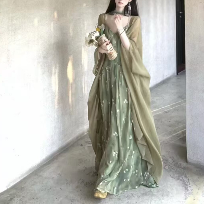2025 New Vintage Elegant Frenc - French Vintage Floral Midi Dress 评论和价格