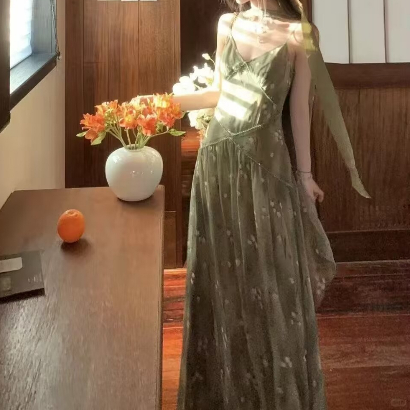 2025 New Vintage Elegant Frenc - French Vintage Floral Midi Dress 评论和价格