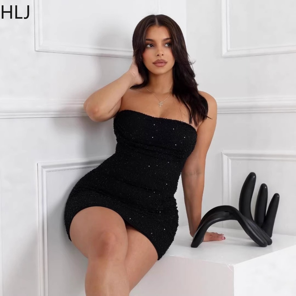 HLJ Sexy Women Strapless Mini  - Sparkly Rhinestone Club Party Dress 评论和价格