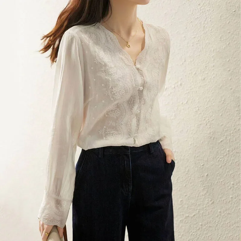 GELITAYIN V-Neck Long Sleeve L - Casual Loose Linen Shirt Dress 评论和价格
