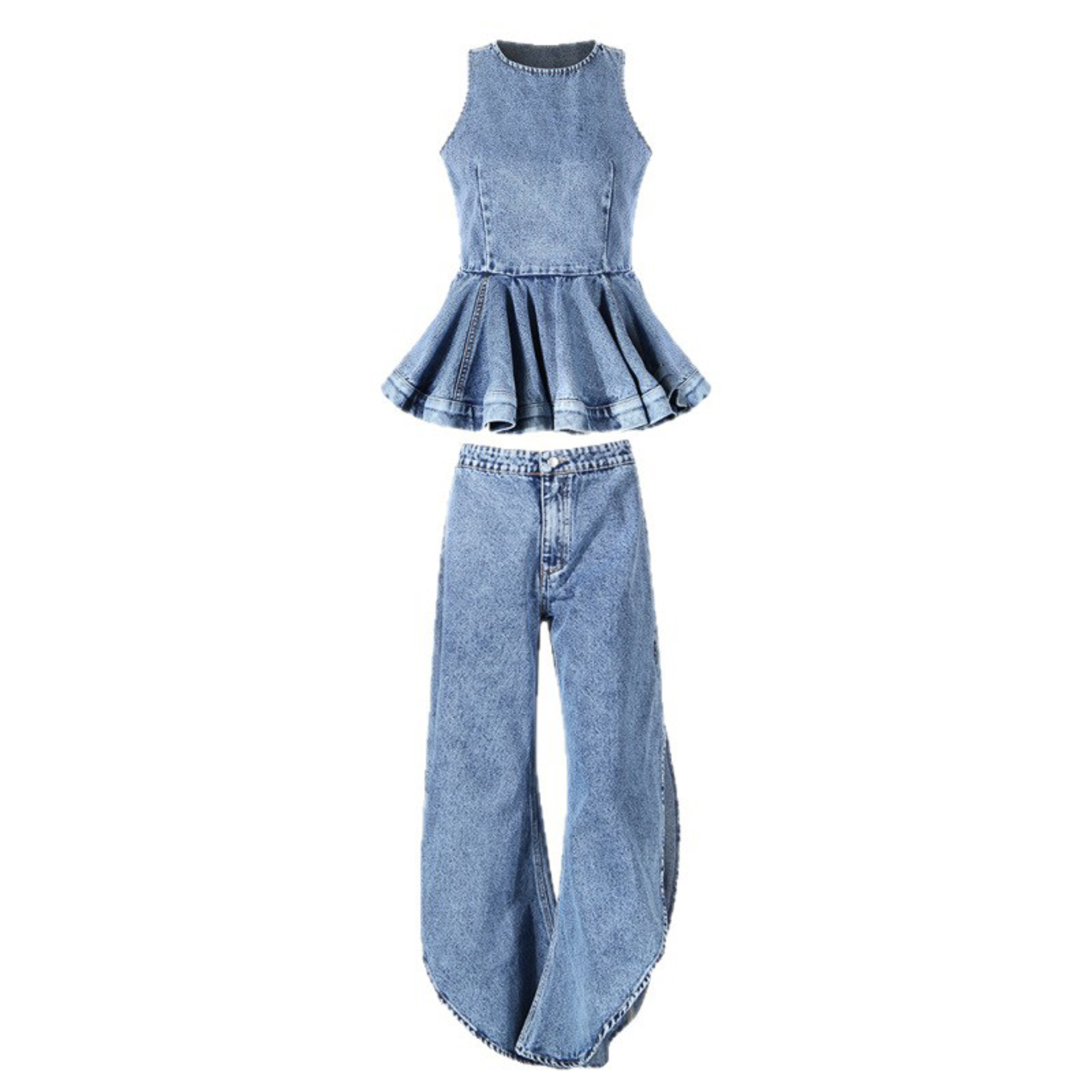 Y2K Women Denim Two Piece Outf - Jeans 评论和价格