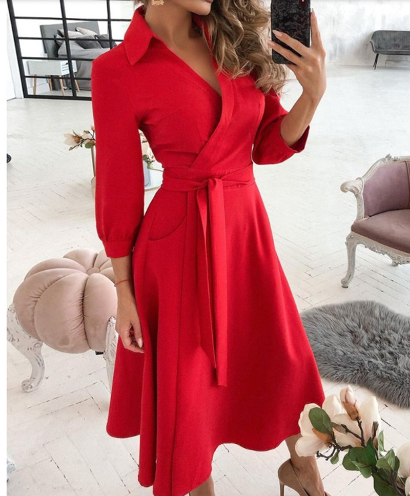 Women Print Dress Sexy V-Neck  - French Vintage Floral Midi Dress 评论和价格
