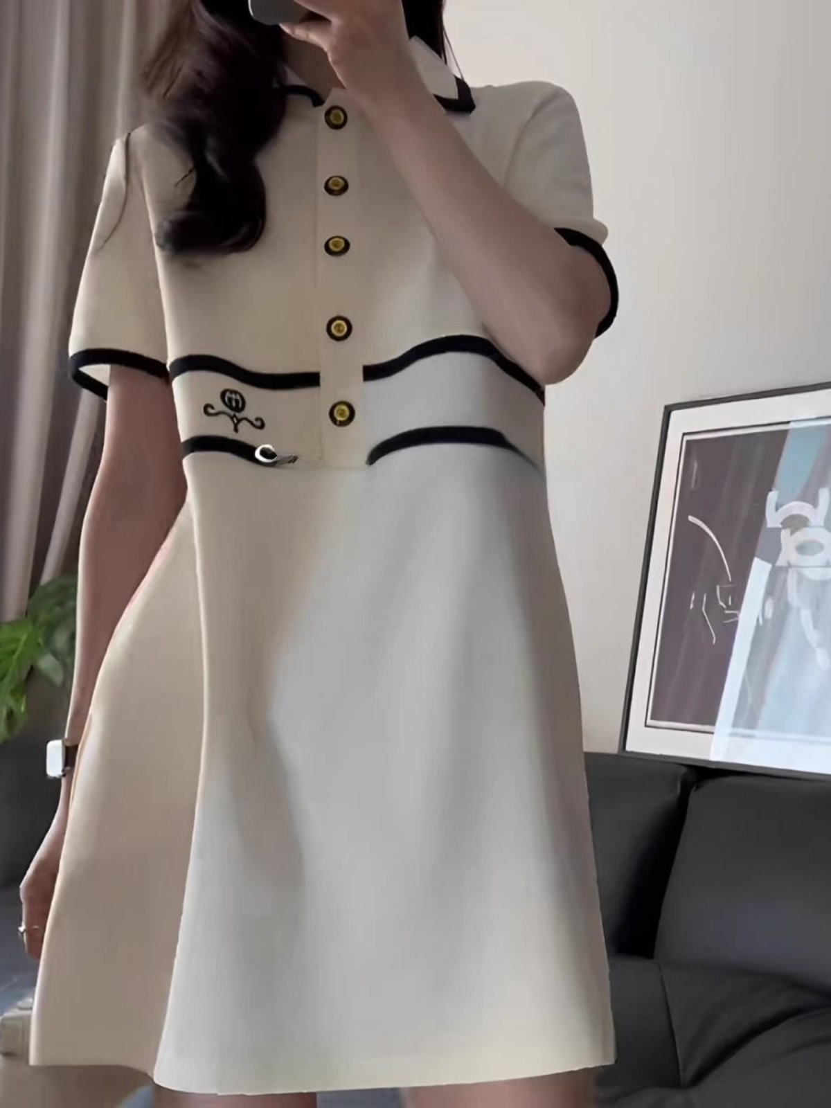 plus Size  Collar Short Sleeve - Korean Style A Line Shirt Dress 评论和价格