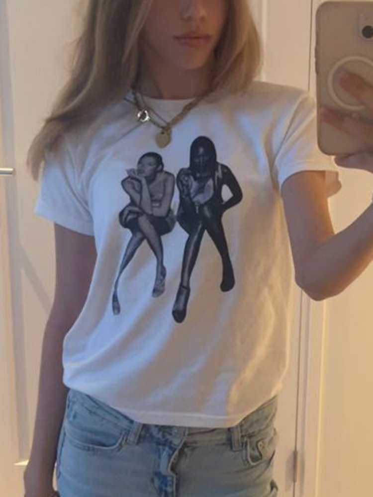 Aesthetic Summer Baby Tee Stre - Y2K Graphic Baby Tee Crop 评论和价格