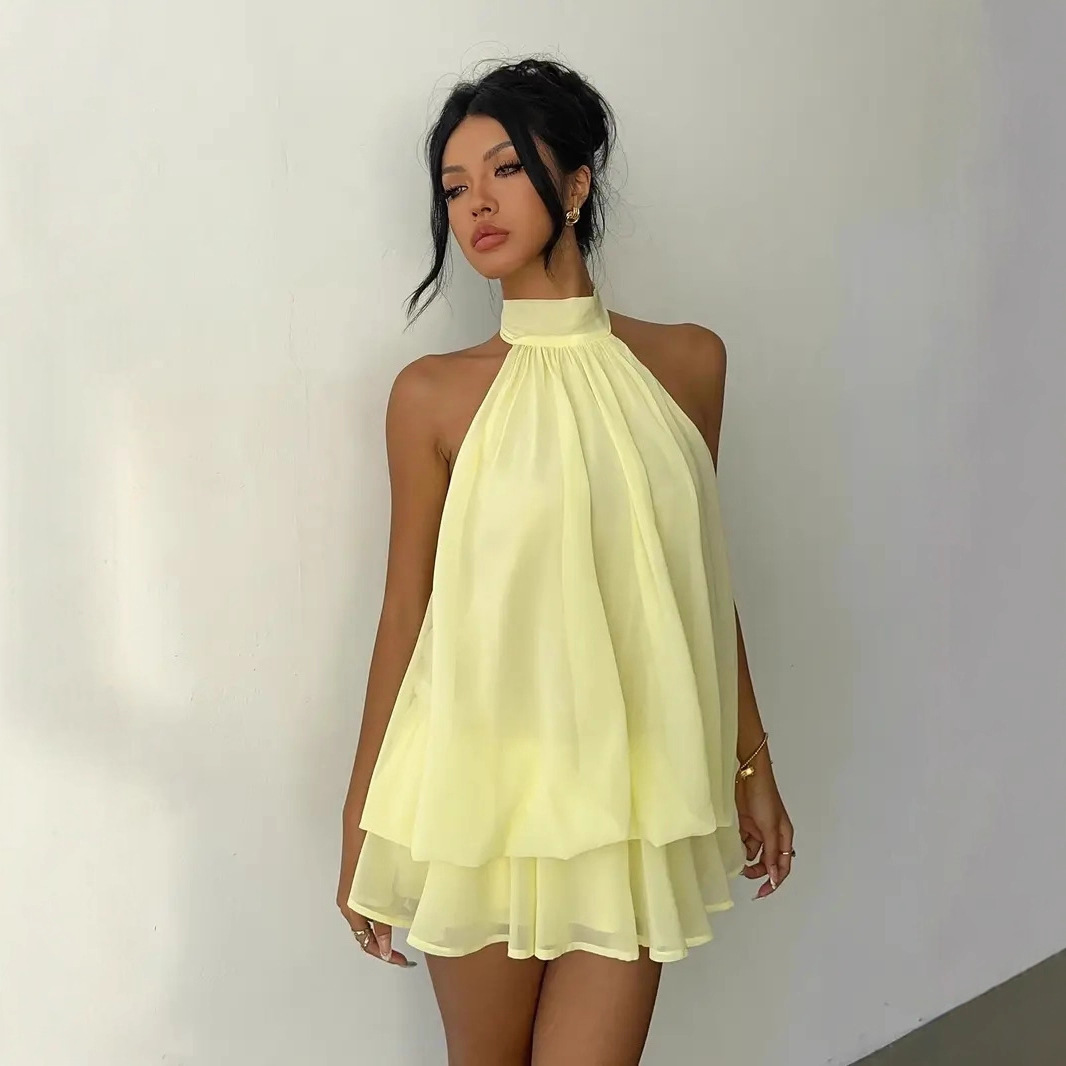 Women's Halter Neck Dress Back - Y2K Backless Halter Mini Dress 评论和价格