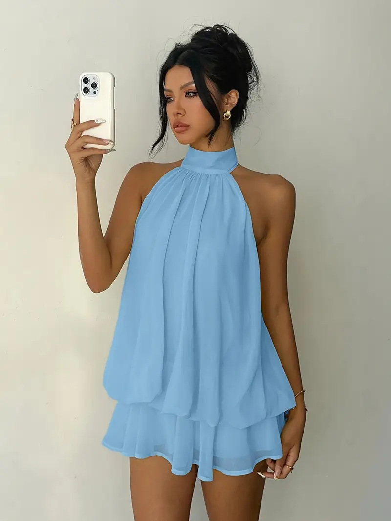 Women's Halter Neck Dress Back - Y2K Backless Halter Mini Dress 评论和价格