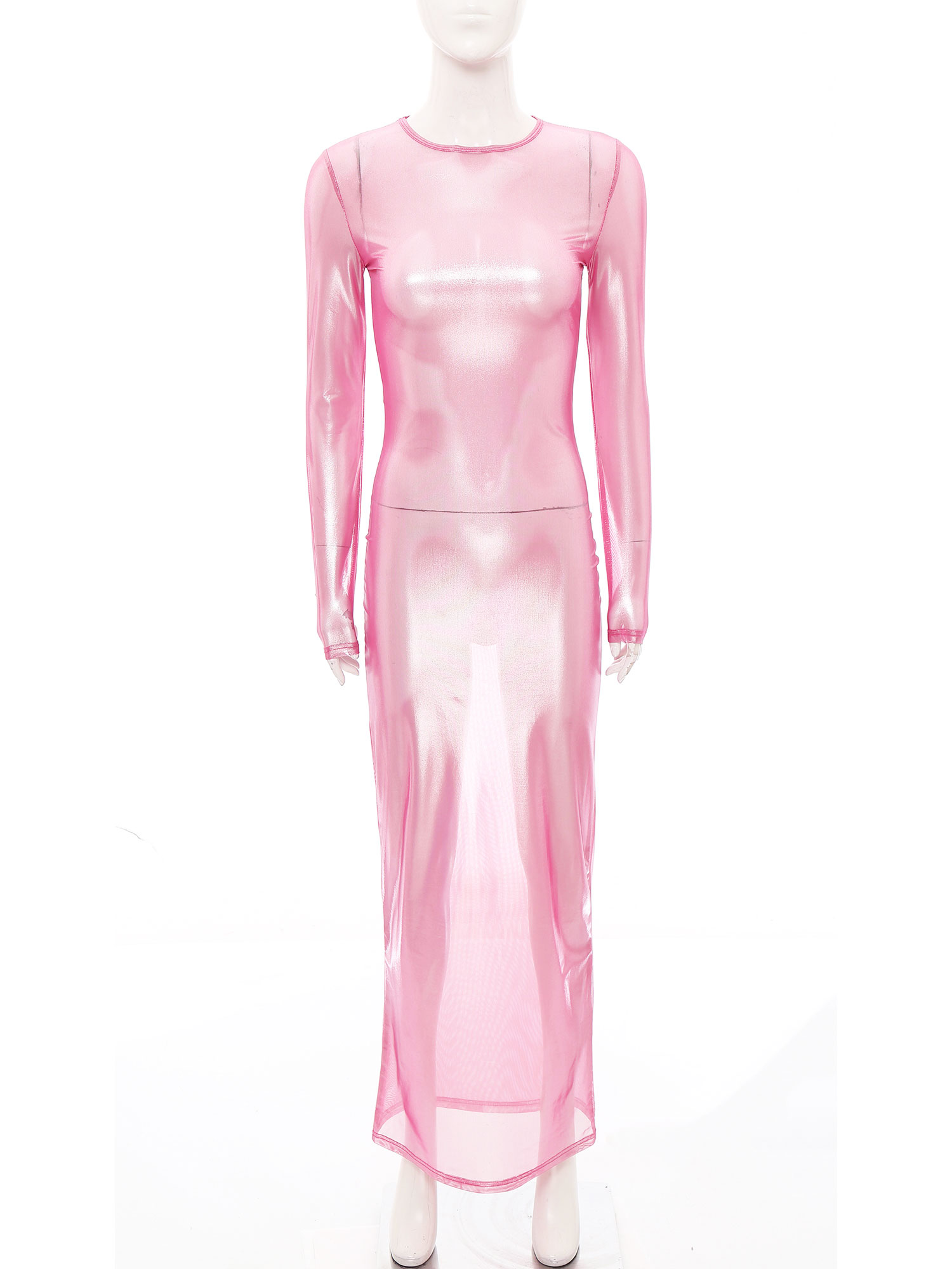Womens Shiny Metallic Sheer Lo - Sexy Mesh Sheer Bodycon Dress 评论和价格