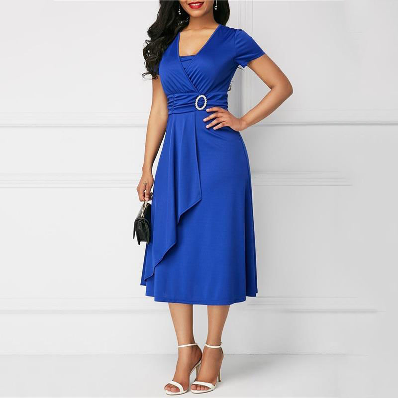 We.Fine Dress Women Solid Colo - French Vintage Floral Midi Dress 评论和价格