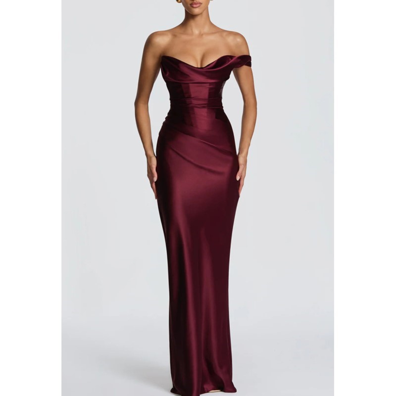 Sexy Slim Satin Dress Elegant  - Elegant Satin Evening Gown Split 评论和价格