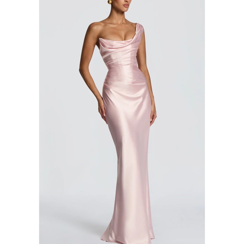 Sexy Slim Satin Dress Elegant  - Elegant Satin Evening Gown Split 评论和价格
