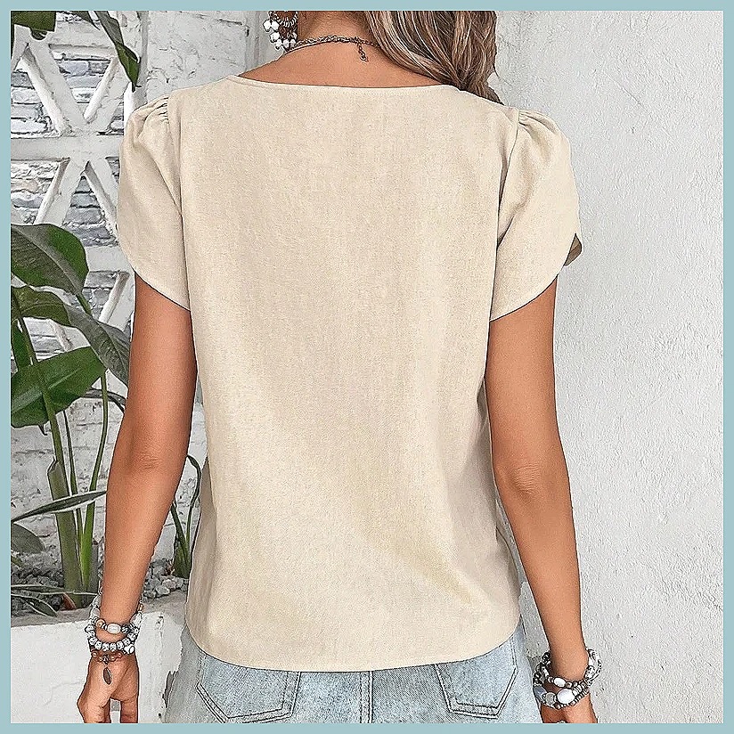 2024 Summer Vintage Solid Colo - Blouses 评论和价格