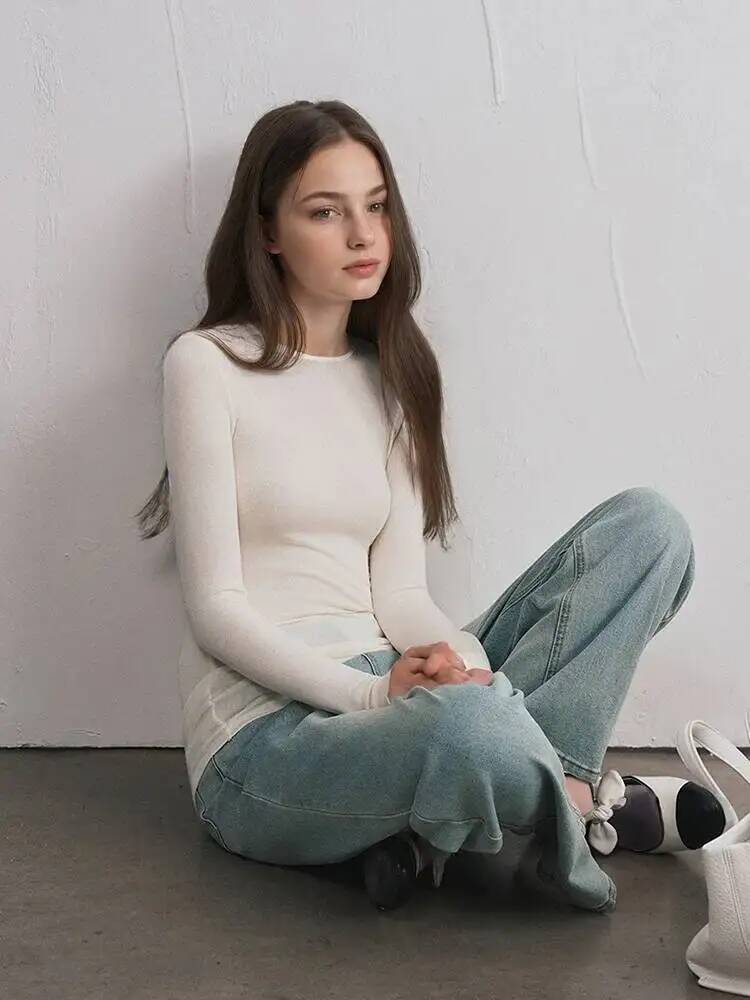 Women Cashmere Blend Long Slee - Blouses 评论和价格