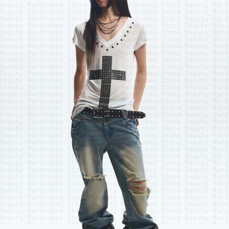Rock Goth Unique Top Y2k Crop  - Y2K Graphic Baby Tee Crop 评论和价格
