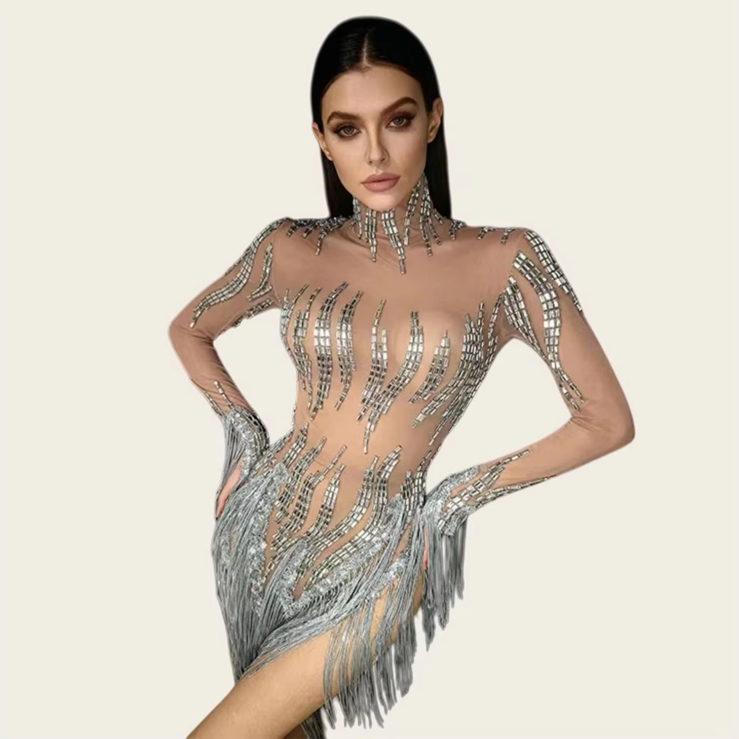 Sparkly Rhinestone Tassel Shor - Sparkly Rhinestone Club Party Dress 评论和价格