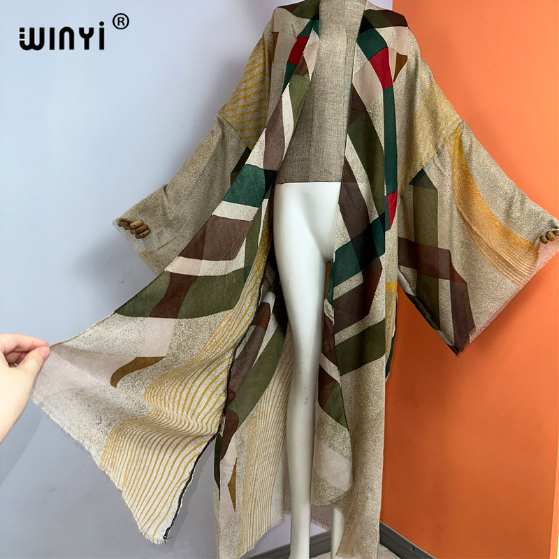 WINYI kimono summer boho print - Boho Summer Beach Maxi Dress 评论和价格