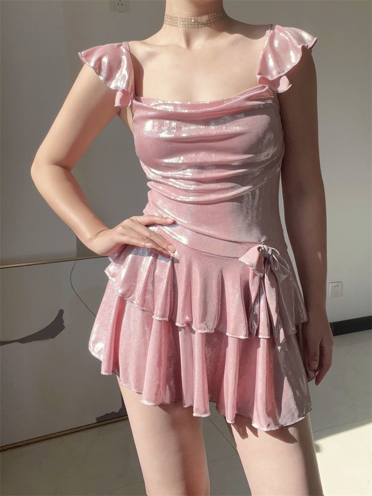 Flattering Shiny Pink Swimwear - Skirts 评论和价格